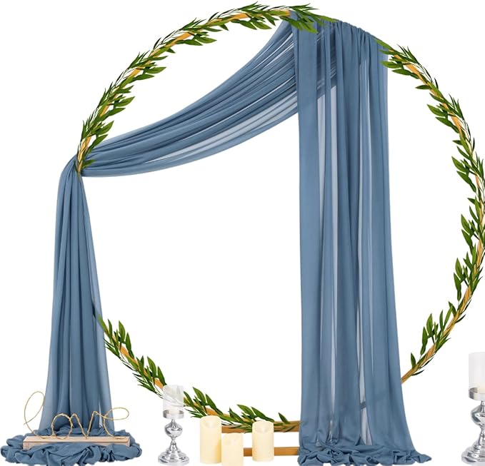 Socomi Wedding Arch Draping Fabric 29" x 20Ft 2 Panels Dusty Blue Sheer Outdoor Curtain Drapes Extra Long for Bridal Baby Shower Ceremony Birthday Party Decor