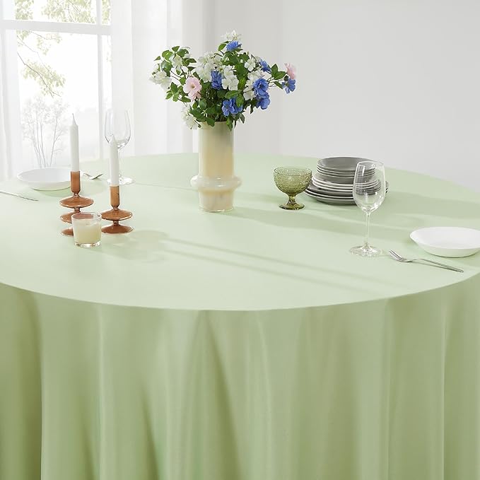 Round Tablecloth 6 Pack 90 Inch Sage Green Tablecloths Washable Decorative Linen Polyester Table Clothes Cover for Dining Table Banquets Buffet Parties and Wedding