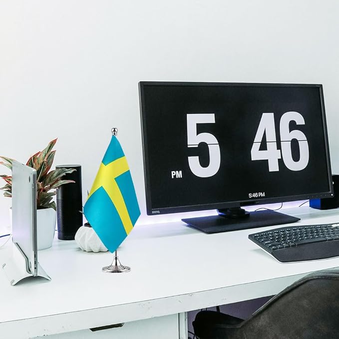 Sweden Flag Swedish Flags, Small Mini Swedish Desk Flag, Used for Table Office Classroom Home Patriotic Events Decorations