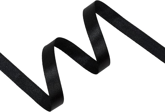 Black Satin Ribbon 3/8 inch X Continuous 50 Yards, Single Face Polyester Black Ribbon Perfect for Gift Wrapping, Flower Bouquet, Wedding Decor, Crafts, Bow Making, Sewing and More