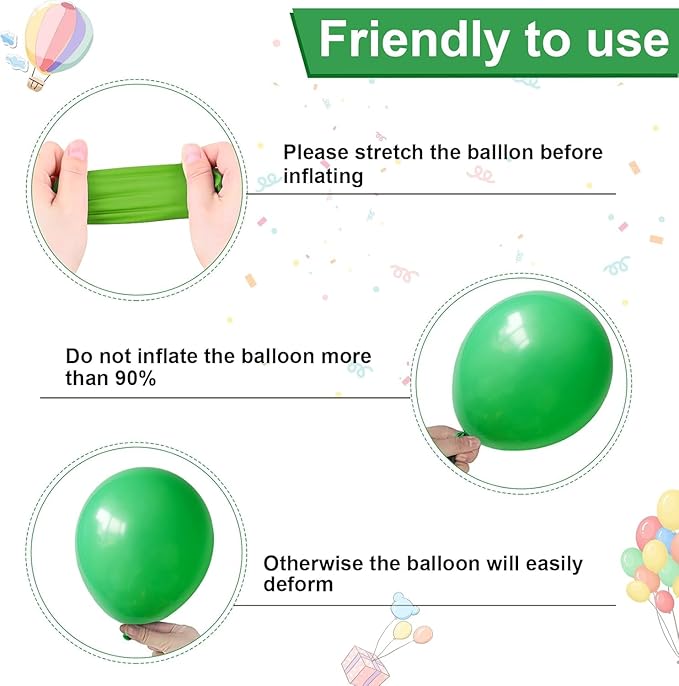 Orange Blue and Green Balloons, Assorted Latex Balloons, Orange Teal Turquoise Blue Fruit Green Metallic Green and White Party Balloon, for Dinosaur Safari Jungle Themed Birthday Party Decor