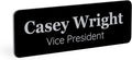 ExcelMark Custom Name Tag - Engraved Name Badge with Pin or Magnetic Backing, 16 Colors, 6 Fonts, and 2 Sizes to Choose from (Black w/Silver Letters, 1"x 3")