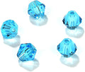 6mm Bicone 450Pcs Aquamarine Crystal Glass Beads Faceted Bicone Shape Crystal Glass Spacer Beads for Bracelet Necklace Decorative Hand Jewelry Making (Aquamarine, 6MM)