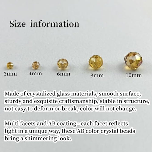 100pcs 8mm Crystal Glass Beads for Crafts Faceted Rondelle Glass Beads for Jewelry Making Crystal Spacer Beads for Necklaces Bracelets Earrings DIY Craft(Gold Champagne AB)