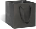 ADIDO EVA Black Square Gift Bags Small Size Square Bottom Paper Bags with Handles for Party Favor, Shopping Bag (8x8x8 In, 10 CT)