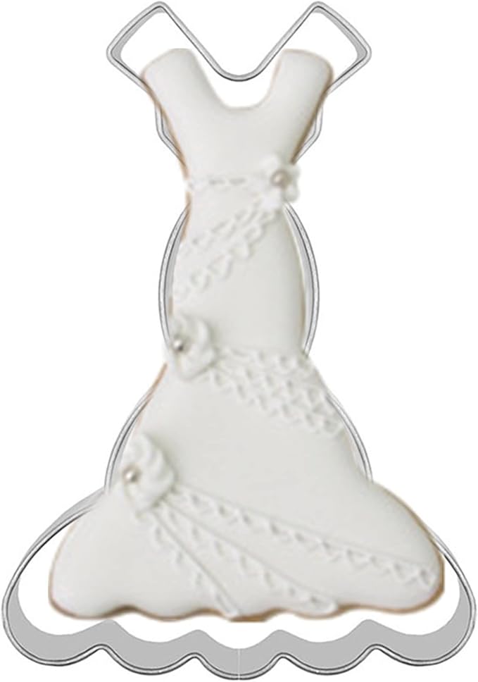 Large Size Dress Shaped Cookie Cutter, Stainless Steel Sleeveless Mermaid Fishtail Princess Wedding Dress Cookie Cutter, 4.7 Inches
