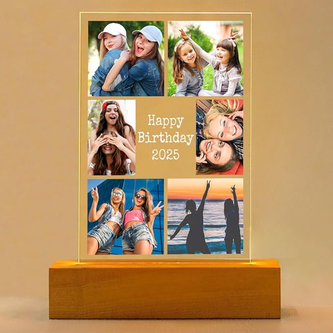 Custom Picture Frames with Photo, Personalized Photo Frame with Night Light, Customized Picture Frame, Personalized Anniversary Birthday Gifts for Women, Men, Her, Him, Mom, Dad, Family, Friend