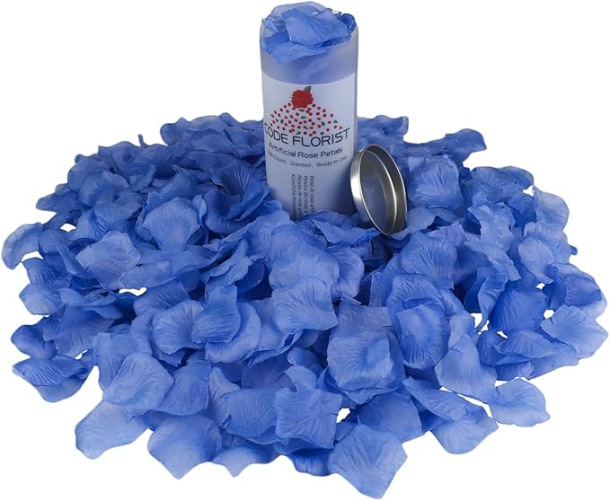 CODE FLORIST 1100 PCS Light Blue Silk Rose Petals for Valentine's Day,Romantic Night,Wedding,Proposal Anniversary Flower Decorations(Separated,Scented)