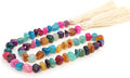 Agate Stone Hand Knotted Garland Modern Farmhouse Rustic Table Home Decor, 30inch Meditation Accessories with Tassel, Prayer Healing Beads Boho Wall Shelf Hanging Decoration (Deep Multicolor)