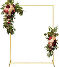 Metal Wedding Arch Backdrop Stand 6.6x5 FT Gold Square Balloon Arch Frame for Wedding, Birthday Party, Baby Shower Ceremony Decoration