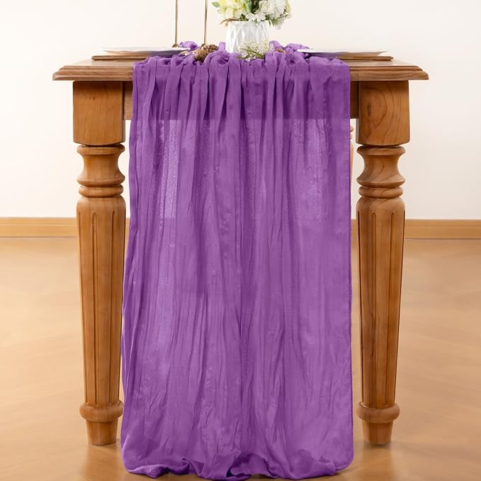 Purple Table Runner Cheesecloth Table Runner 10FT Farmhouse Table Runners 120 Inches Fall Table Decor Dining Room Centerpiece Wedding Boho Baby Shower Birthday