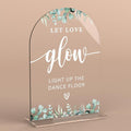Acrylic Wedding Sign Let Love Glow Signs for Ceremony Modern Calligraphy Arch Acrylic Table Top Signs for Wedding Reception and Event Party Table Decor (Eucalyptus Leaves)