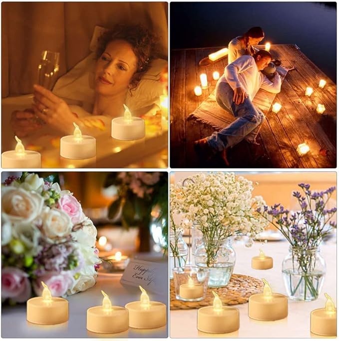 LED Tea Lights Candles- 50PACK Flameless Candles Realistic and Bright Flickering Long Lasting 200Hours for Holiday Celebration,Party, Home Decoration Warm White,Battery Operated