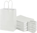 piqiya Small Plain Natural Paper Kraft Gift Bags with Handles White Paper Bag for Birthday Wedding Party Grocery Retail Business Goodie Bags (White，24pcs)