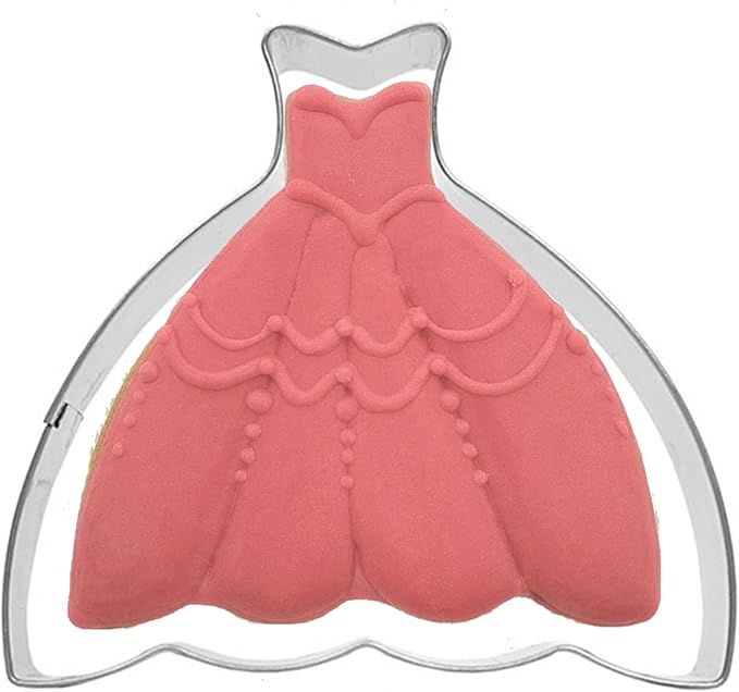Large Size Dress Shaped Cookie Cutter, Stainless Steel Strapless Princess Party Wedding Dress Cookie Cutter, 4.6 Inches