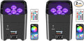 9600mAh Wireless Uplights, 6x18W RGBWA UV Rechargeable Stage Lights, APP/DMX512/Remote Controlled Par Lights, Battery Powered Uplights for Show, Party, Festival, Event, 2 Pack