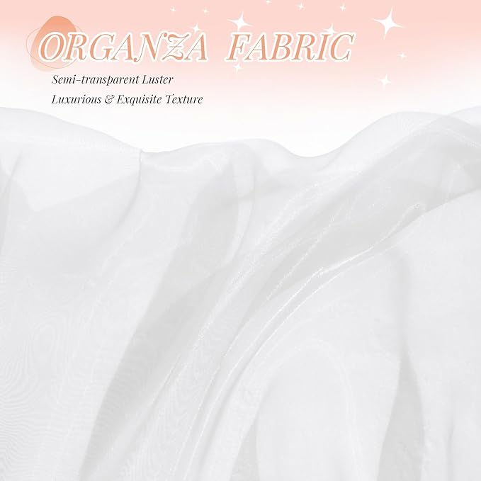 P Pothuiny Sheer Organza Fabric by The Yard, 1 Yard x 60 Inch Wide Bridal White Organza Tulle Fabric Roll Shiny Gauze Fashion Dress Sewing Craft for Wedding Party Decorations Backdrop