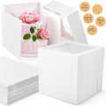 12Pcs Cake Boxes, 10x10x10 Inches Tall Cake Boxes with Window, White Disposable Tier Cake Containers for Pastries, Pie, Cookies, Chocolates, Cupcakes, Birthday Party, Wedding Bakery Boxes
