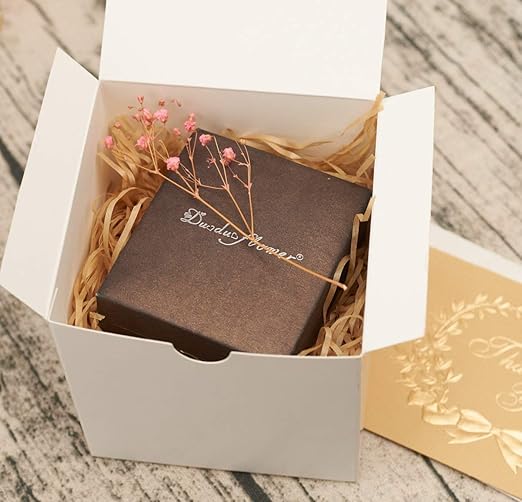 MESHA 4x4x4'' White Gift Boxes 50 PC Bulk Small Gift Box with Lids, Kraft Paper Boxes for Presents, White Bridesmaid Proposal Box for Packaging