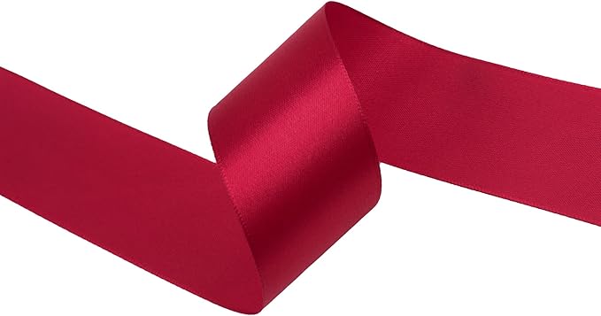 Scarlet Red Satin Ribbon 1-1/2 inch X Continuous 25 Yards, Single Face Polyester Ribbon Perfect for Gift Wrapping, Flower Bouquet, Wedding Decor, Crafts, Bow Making, Sewing and More