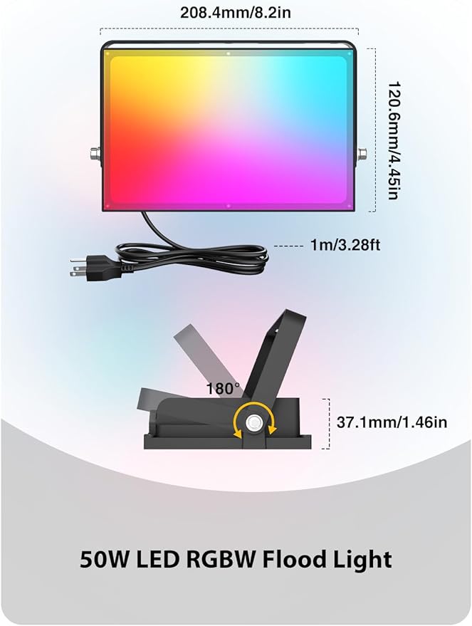 Onforu LED Flood Light Outdoor 500W Equiv, Color Changing RGBW 2700K Floodlight with Remote, Stage Lighting Uplights for Events, IP66 Uplighting Outdoor Spotlight Floor Light for Halloween 4 Pack