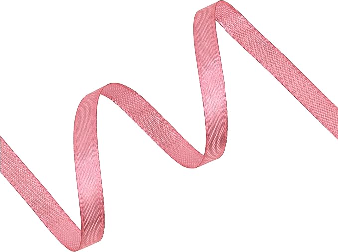 Rose Gold Satin Ribbon 1/4 inch X Continuous 50 Yards, Single Face Polyester Ribbon Perfect for Gift Wrapping, Flower Bouquet, Wedding Decor, Crafts, Bow Making, Sewing and More