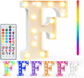 Pooqla Colorful Light Up Letters with Remote, Upgraded 35 Colors LED Marquee Letters, RGB Lighted Letter for Girls Teenager Gift, Birthday, Party, Wedding, Night Light, Room, Bedroom Decor, Letter F
