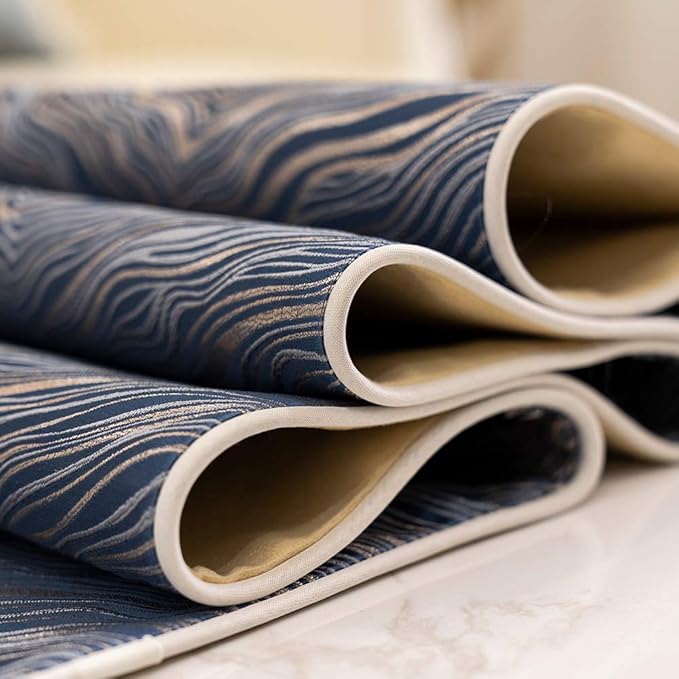 Avigers 12 x 108 Inch Decorative Luxury Abstract Striped Navy Blue Table Runners with Tassels for Home Living Room Bedroom Art Decor Wedding