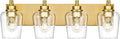 Bathroom Light Fixtures, 4-Light Modern Vanity Light with Clear Glass Wine Glass-Shaped Shade, Vanity Lighting Fixtures Over Mirror, Brushed Gold, VL155-BG-4