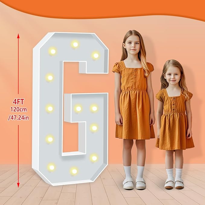 4FT Marquee Light Up Letters G, Warm White Marquee Letters for Birthday Party Decor, LED Light Letter for Graduation, Wedding, Engagement, Holiday Party Backdrop Arch Decoration