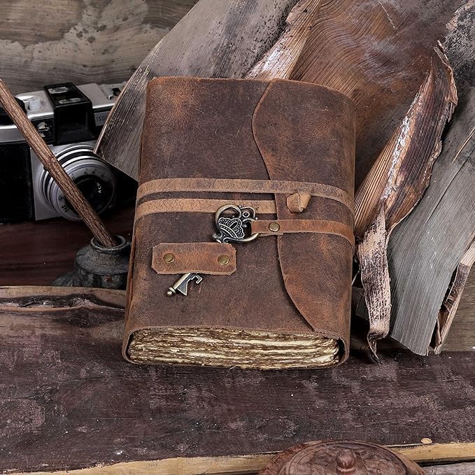 cuero Vintage Leather Journal - Handmade Refillable Leather Bound Notebook with Deckle Edge Paper, Antique Travel Diary, Writing Journal for Men & Women - Vintage Notebook Binder (4 by 6 inch)