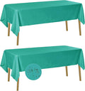 Fokitut 2 Pack Waterproof Rectangle Tablecloth, 60x120 Inch,Stain Resistant and Wrinkle Polyester Table Cloth, Fabric Table Cover for Kitchen Dining, Wedding, Party, Holiday Dinner-Turquoise