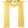 Socomi Yellow Sheer Wedding Arch Draping Fabric 29" x 20Ft 4 Panels Outdoor Curtain Drapes Extra Long for Bridal Baby Shower Ceremony Birthday Party Decor