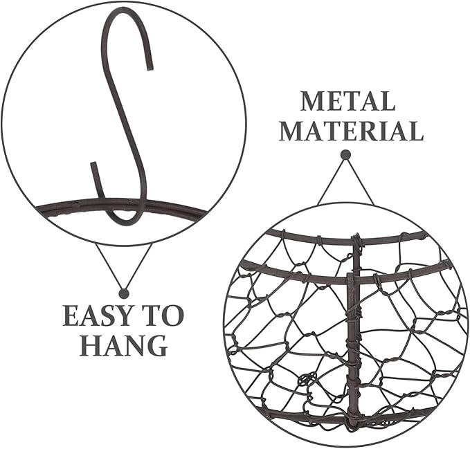 Air Plants Holders Wire Wreath Frame Hanger, 11 inch Moon Shape Wreath Form Hanging Plant Holder Metal Hanging Orchid Planter Plant Basket Holder, Succulent Wire Wreath Frame with Hook