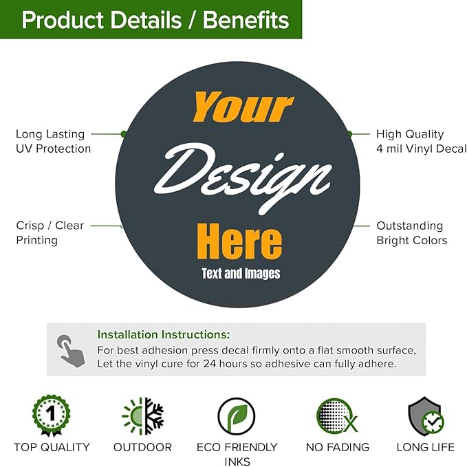 Custom Stickers for Weddings, Birthdays & Businesses - Personalized Labels with Your Logo - Waterproof, Fade and Heat Resistant - Pack of 100-1000 (Custom Image, 2.5 Inch)