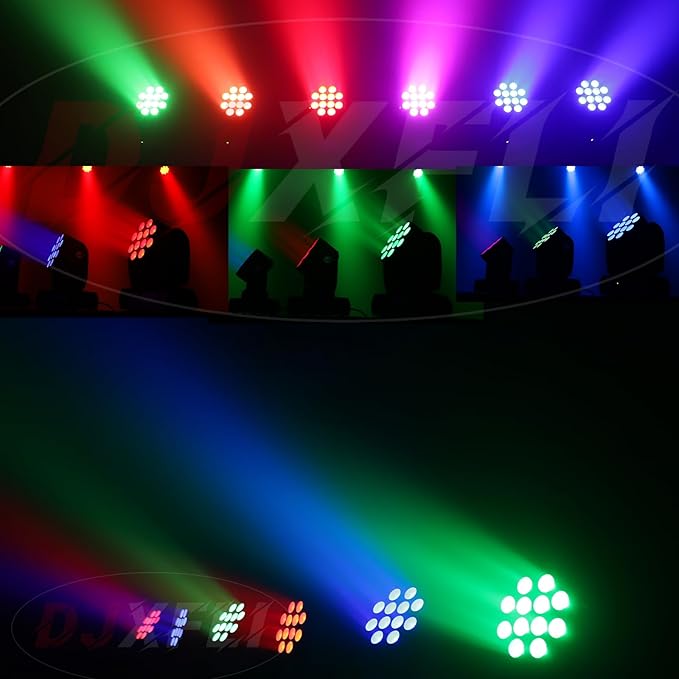 Moving Head Light Beam Wash 12x12W LED Stage Lighting RGBW 4in1 Professional DMX 512 Strobe Effect Sound Activated DJ Lights for DJ Night Clubs Disco KTV Bar Show (2 Pack)