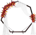 7FT Wedding Arch, Heptagonal Wood Arch for Wedding Ceremony, Arbor Backdrop Stand for Garden Parties, Indoor, Outdoor, Wooden Arbor Rustic Farmhouse Theme