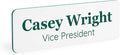 ExcelMark Custom Name Tag - Engraved Name Badge with Pin or Magnetic Backing, 16 Colors, 6 Fonts, and 2 Sizes to Choose from (White w/Pine Green Letters, 1"x 3")