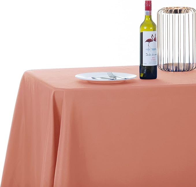 Ascoza 2pack 90x132 Inch Dusty Pink Rectangular Tablecloth 6 Feet Table Cloth in Polyester Fabric for Wedding/Banquet/Restaurant/Parties