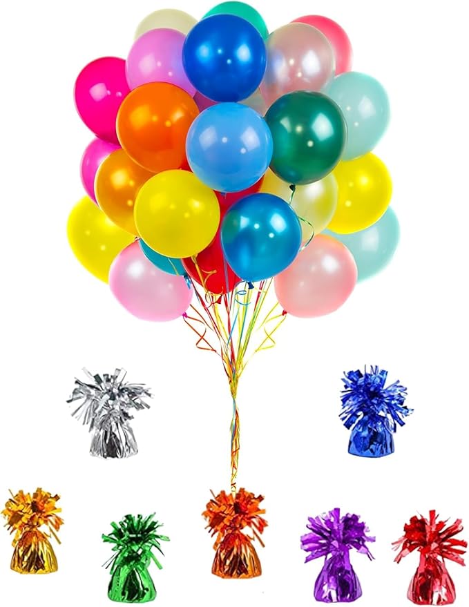 Metallic Balloon Weights, Birthday Party Favors, Novelty and Gag Gifts, 5.5" Inches, 6-Pack (Silver)