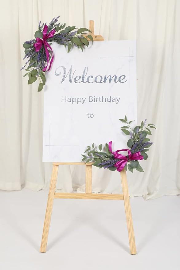 H&W 2pcs Artificial Wedding Arch Flowers for Wedding Sign, Floral Swag Dusty Decor for Reception Ceremony Backdrop Sweetheart Table （Lavender）