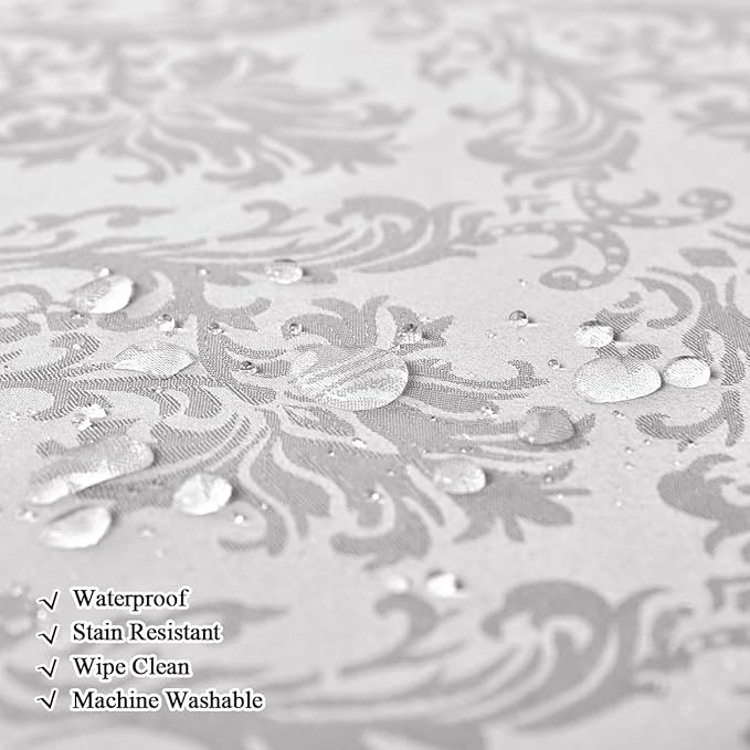 SASTYBALE Jacquard Rectangle Tablecloths for Tables, Water Proof & Stain Resistant Polyester Table Cover for Dining Room, Farmhouse Decoration, 60 x 102 Inch Grey