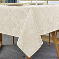 Jacquard Tablecloth Square 52 x 52 Inch Beige, Spill Proof Stain Resistant Damask Table Cloth, Washable Polyester Table Cover for Dining, Party, Indoor, Outdoor (Off White, Square)