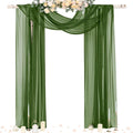 Socomi Olive GreenWedding Arch Draping Fabric 29" x 20Ft 4 Panels Sheer Outdoor Curtain Drapes Extra Long for Bridal Baby Shower Ceremony Birthday Party Decor