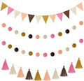 Irenare 9.8 ft Pom Pom Garland Felt Colorful Tassel Banner Christmas Party Pompoms Garland Decorations Felt Pennant Banner for Classroom Home Mantel Fireplace Birthday(Boho Color)