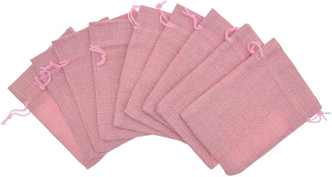 20Pcs Burlap Bags with Drawstring, Burlap Gift Bag Linen Jewelry Pouches for Christmas Wedding Favor, Party, DIY Crafts (Pink, 5.9 x 7.5 Inch)