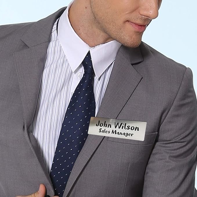 Custom Engraved Name Tag Badges for Business, Personalized Identification with Pin, Magnetic, Adhesive, or Blank Backing, 1"x3"-Green/White Text