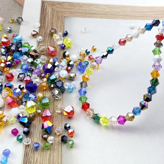 400pcs 4mm Bicone Crystal Glass Beads Loose Spacer Beads Faceted Craft Beads for Jewelry Making DIY Necklace Bracelet Earring Wind Chimes Suncatchers Ornamen(Dark Green AB)