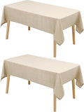 Hiasan 2 Pack Faux Linen Rectangle Tablecloth - Wrinkle and Stain Resistant Washable Table Cloth for Kitchen Dining Room Holiday Table Cover for Party Dinner, Beige, 54 x 108 Inch