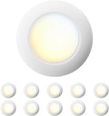 10 Packs 4 Inch White LED Low Profile Recessed & Surface Mount Disk Light, Round, 10W, 600 Lumens, 5CCT Field Selectable, CRI80, DOB Design, Dimmable, Wet Rated & ETL Listed